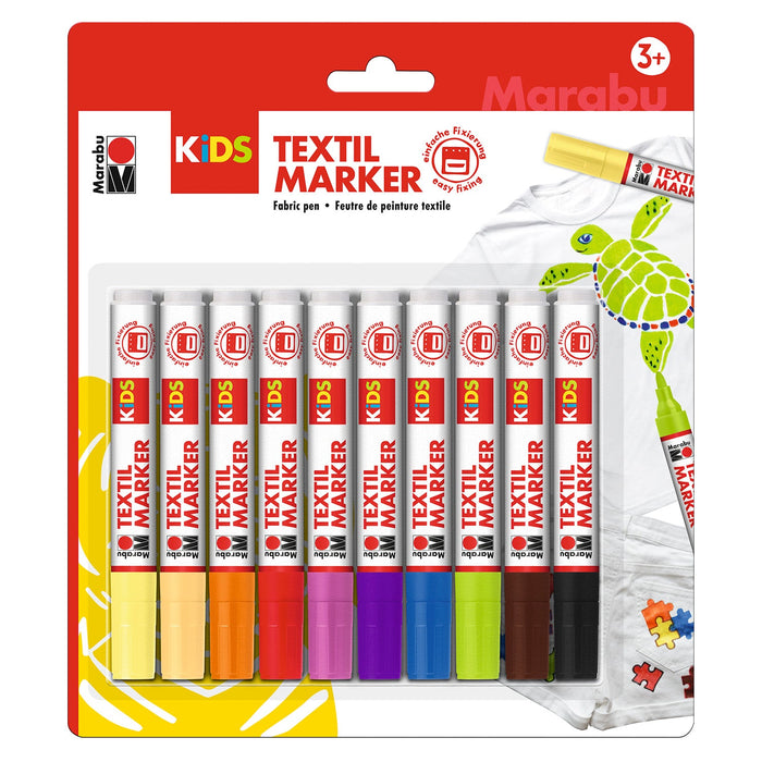 Conjunto de 10 marcadores de tecido infantil Marabu