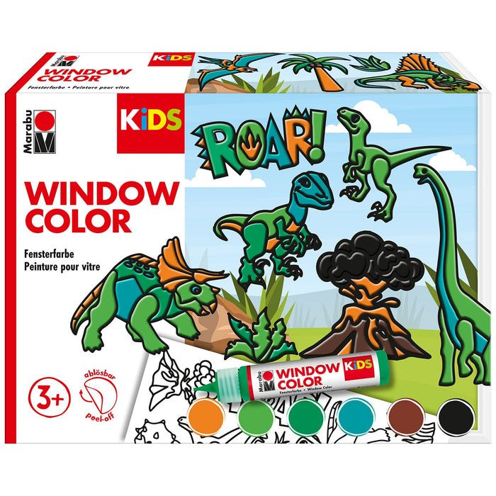 Conjunto de pintura para janela de dinossauro Marabu Kids 6x25ml