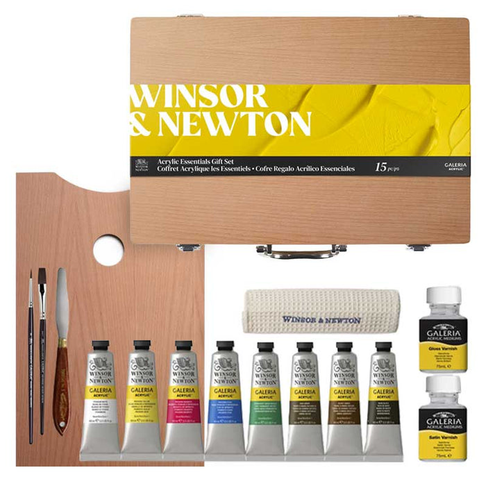 Caixa de madeira Winsor & Newton Galeria Acrílicos 8x60ml